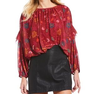 FREE PEOPLE CASUAL WILDFLOWER HONEY TOP/BLOUSE